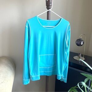 Athleta Summer Shade Rash Guard Aqua Scoop Neck - Size L